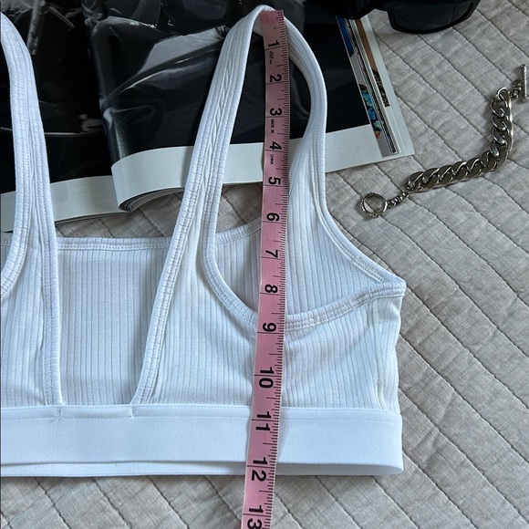 Fabletics luxe 360 white ribbed comfy lounge light support bra top Mβ - Picture 7 of 7